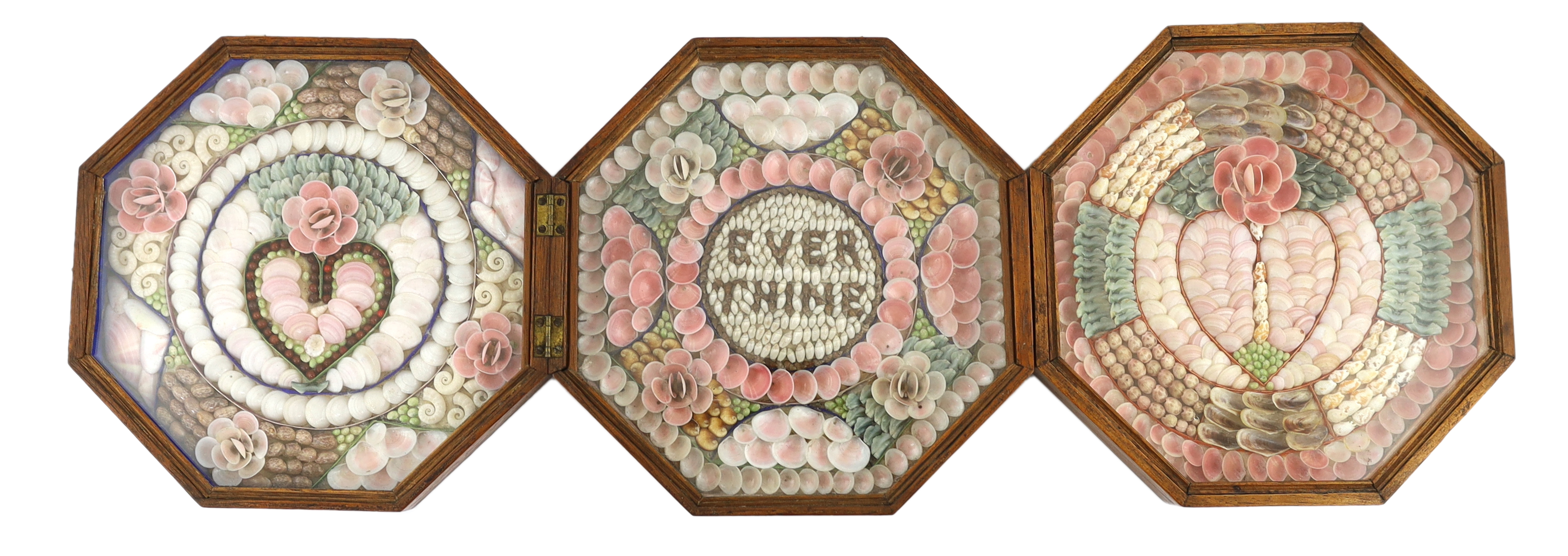 A 19th century sailor's shellwork Valentine, 23 x 23cm